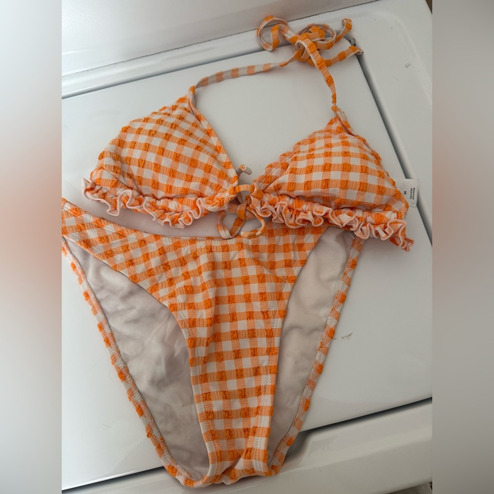 Target Orange Gingham Ruffle Bikini Set